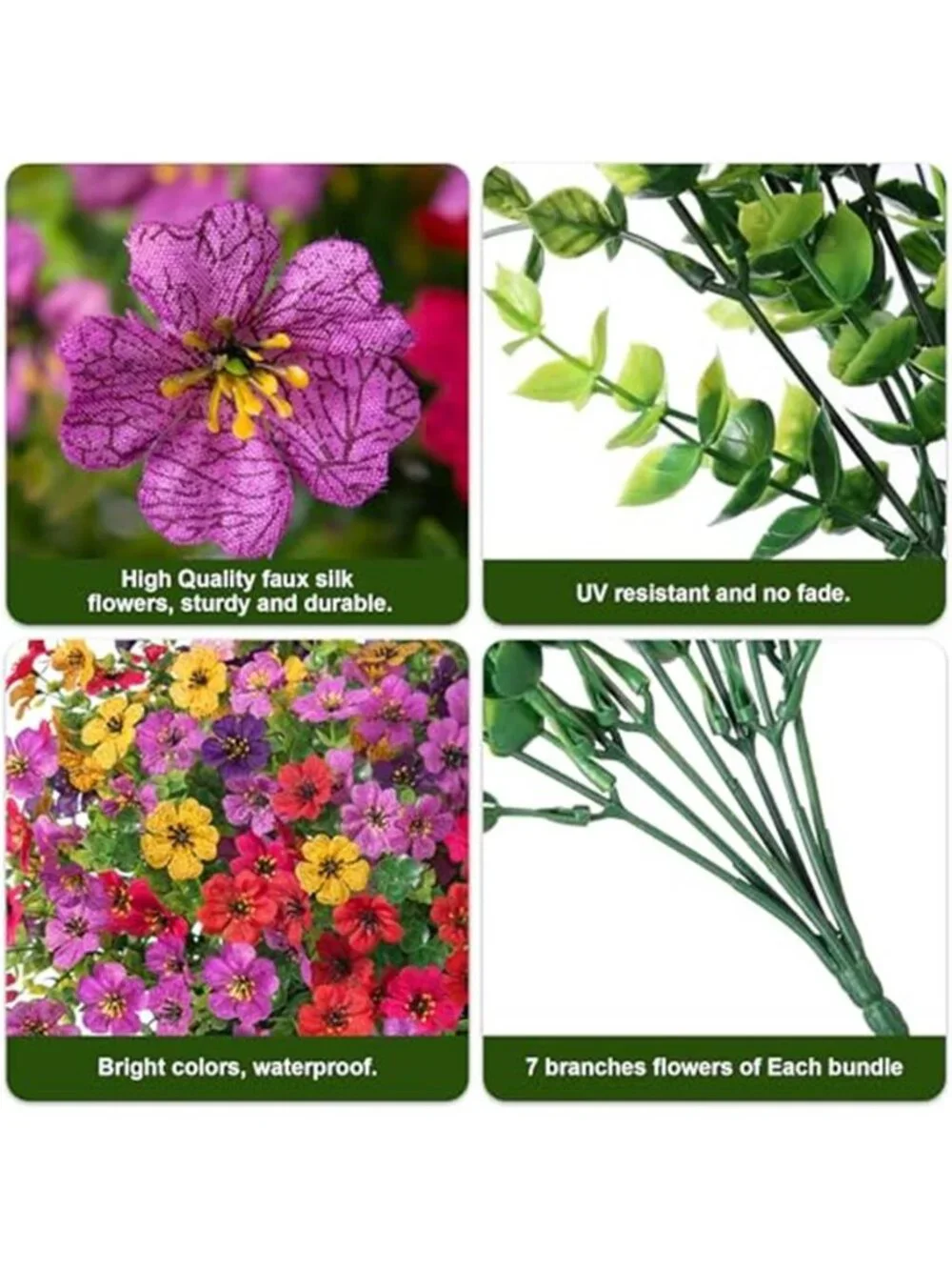 Artificial Daisy Eucalyptus Fake Flowers Outdoor Indoor Porch Patio 12 Bundles